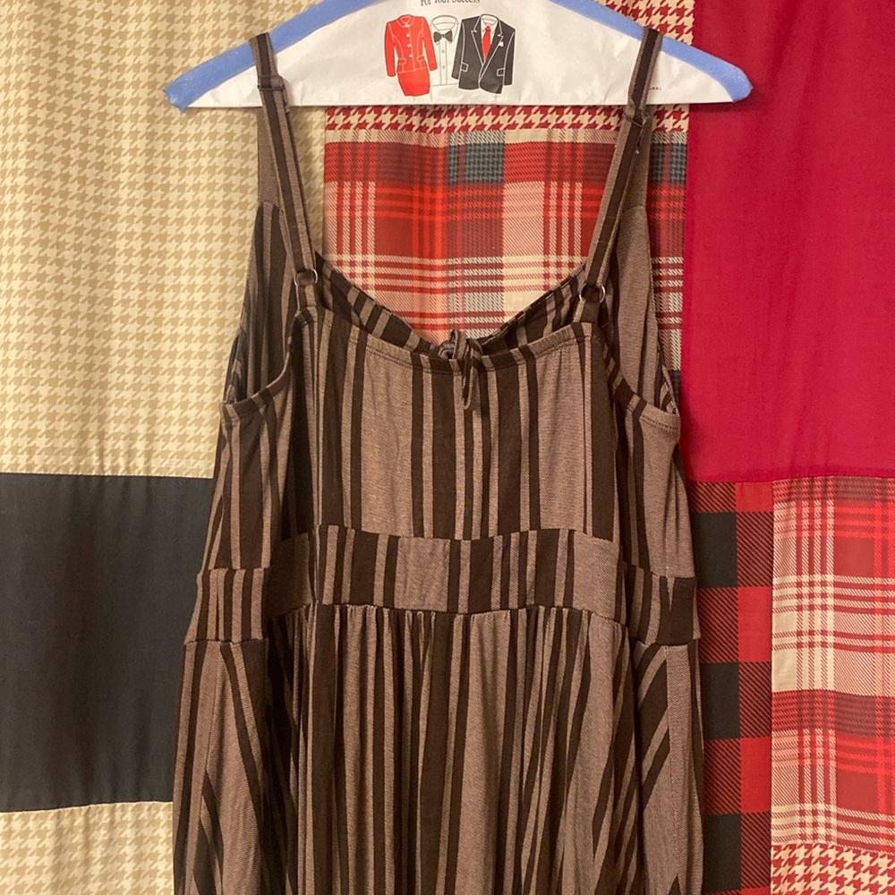 NWOT torrid Maxi Jersey Tie-Front Dress - chocolate brown stripes - Picture 4 of 8